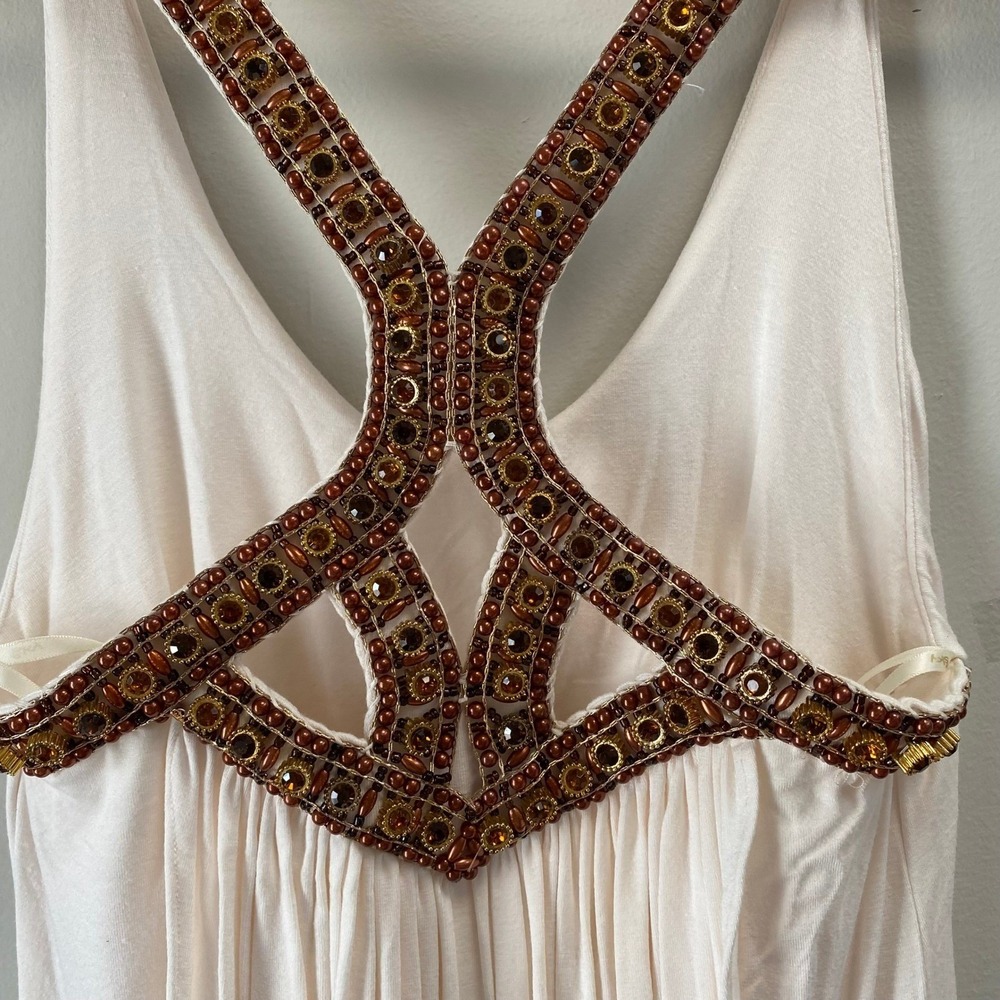 NEW Sky Dionicia Embellished Beaded‎ Halter Top White Cream Small - Picture 4 of 5